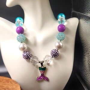 N3436 mermaid bliss‎ colorful and dreamy bubble beaded necklace chunky